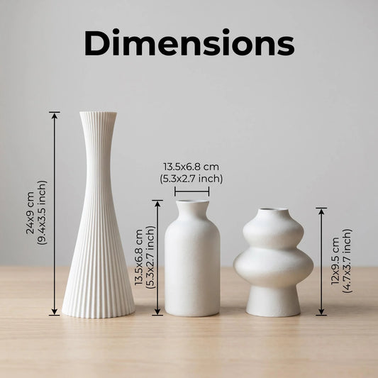 3-Piece Matte Mixed 3D Printed Vase Set, Irregular Textured Decorative Vases, Perfect for Nordic Home Decor, Entryway Table or O