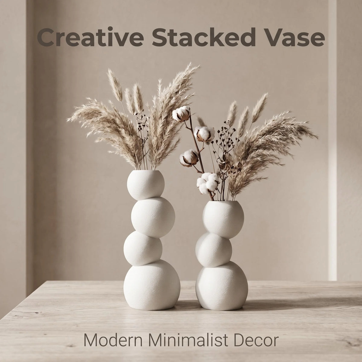 2-Piece Wabi-Sabi Irregular Decorative Vase Set, Made of Matte Pla Plastic, Minimalist Modern Tabletop Decor, Suitable for Living Room
