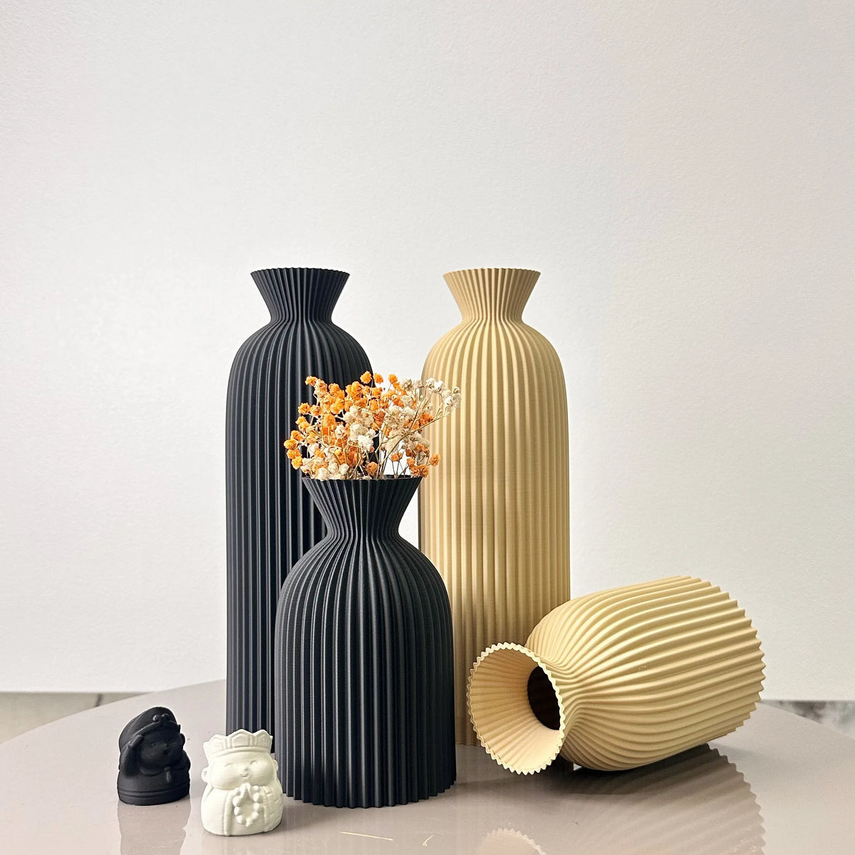 2-Piece Set of Wavy Pattern Art Dry Vase, Dried Flower Vase, Suitable for Home Desktop Decoration Vase, Foyer Decoration Vase, Dried Flower Vase, Office Decoration Vase Ornament, Best Holiday Gift