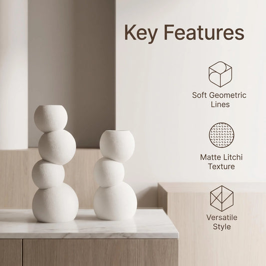 2-Piece Wabi-Sabi Irregular Decorative Vase Set, Made of Matte Pla Plastic, Minimalist Modern Tabletop Decor, Suitable for Living Room