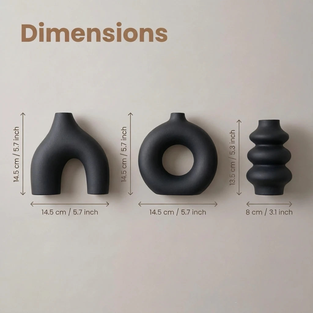 3Pcs Wabi-Sabi Irregular 3D Printed Decorative Vase Set, Matte Textured Dried Flower Vases, Pla Plastic Minimalist Home Decor, P