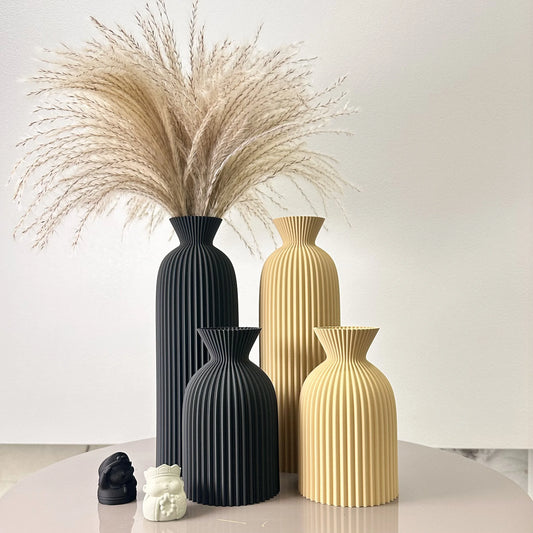 2-Piece Set of Wavy Pattern Art Dry Vase, Dried Flower Vase, Suitable for Home Desktop Decoration Vase, Foyer Decoration Vase, Dried Flower Vase, Office Decoration Vase Ornament, Best Holiday Gift