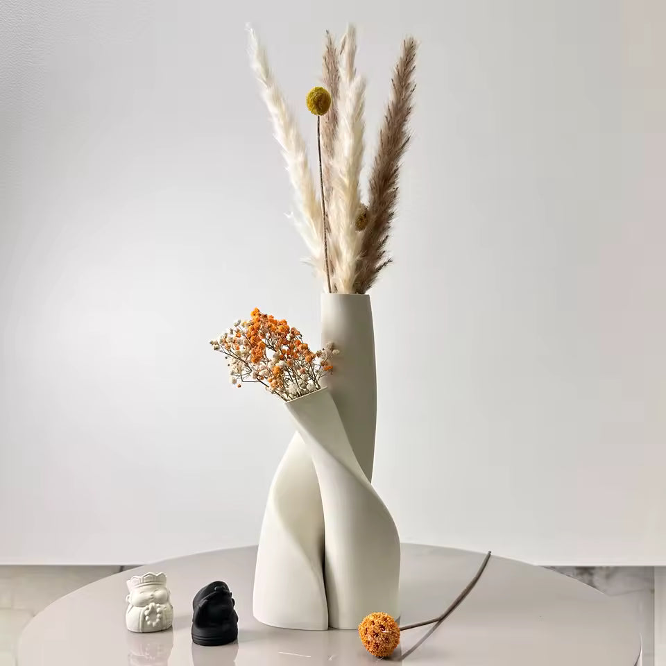 Modern Sculptural Decorative Vase Set – Minimalist Home Décor Accent for Living Room & Kitchen