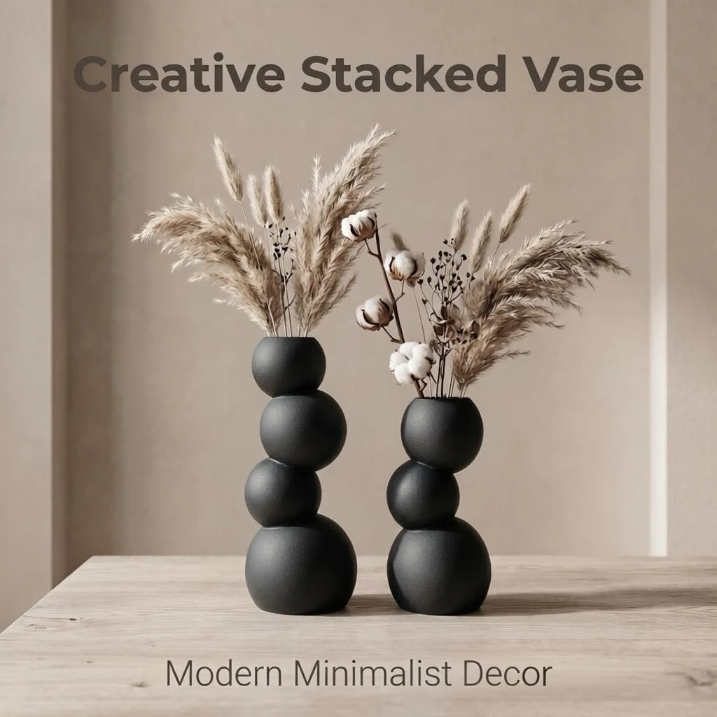2-Piece Wabi-Sabi Irregular Decorative Vase Set, Made of Matte Pla Plastic, Minimalist Modern Tabletop Decor, Suitable for Living Room